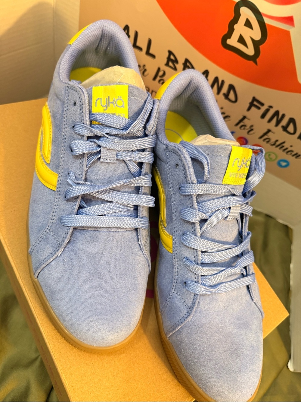 Ryka Light Blue & Yellow Suede Sneaker women’s size 11 EU 42